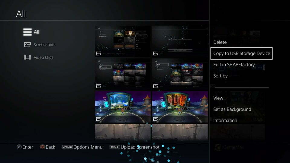 تصویری از کپچر گالری برای اشتراک گذاری اسکرین‌شات و ویدیو‌ها ظبط شده در کنسول PS4