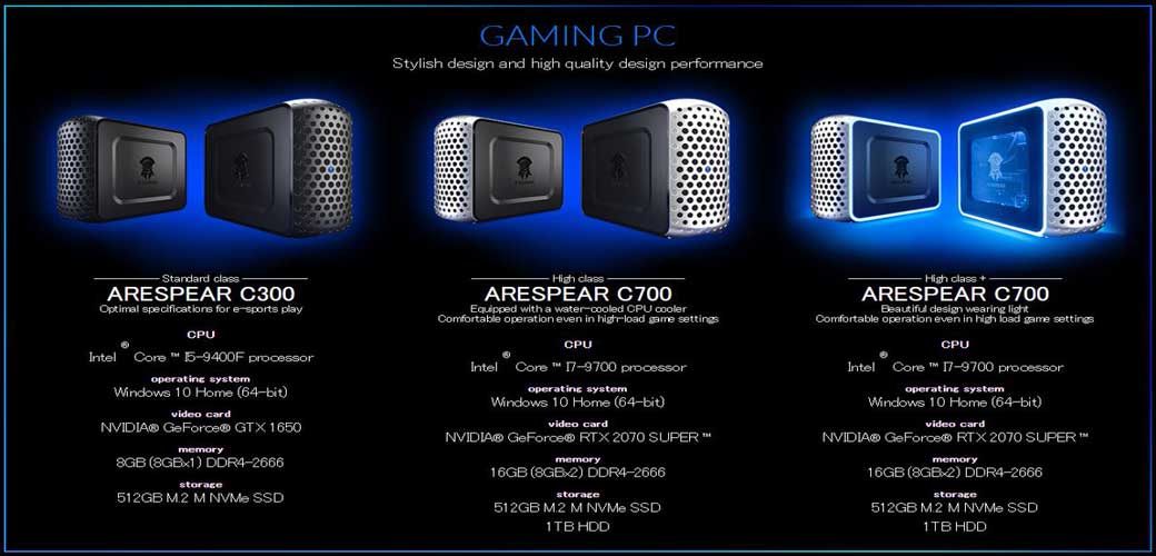 سه مدل از کامپیوتر‌های گیمینگ Arespear کونامی