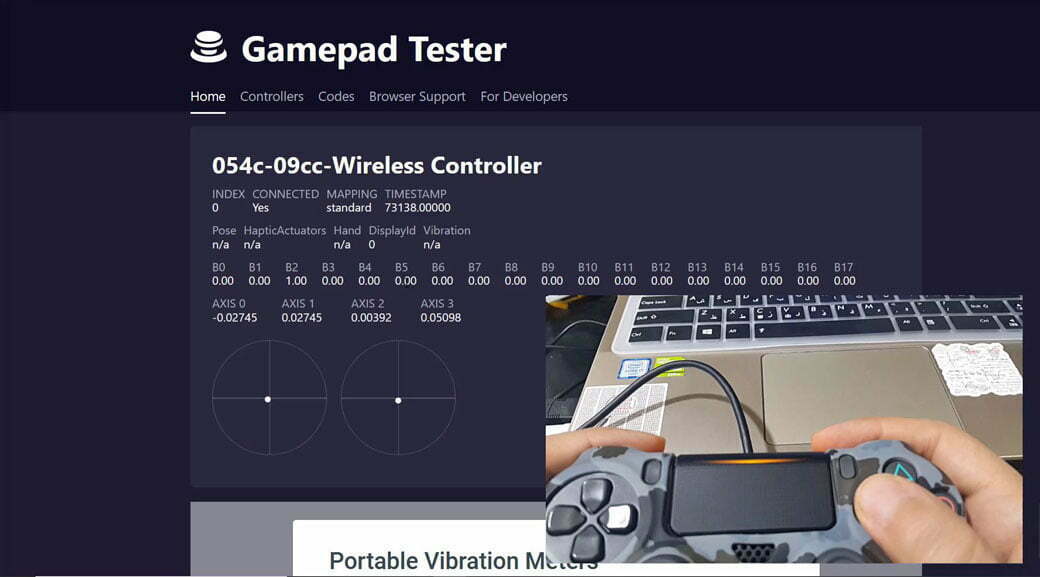 عیب یابی دسته‌ی بازی در وب سایت Gamepad Tester