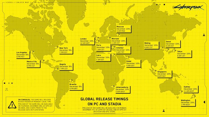 Cyberpunk release map