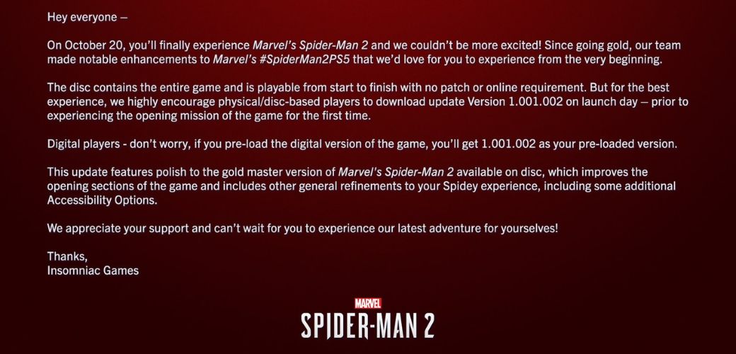 آپدیت روز اولی بازی Marvel's Spider-Man 2