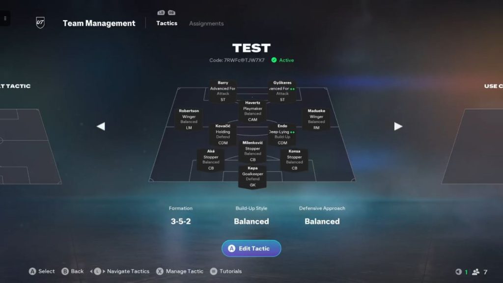 بهترین ترکیب و تاکتیک در بازی FC 26 4 An example of a formation in EA FC 26