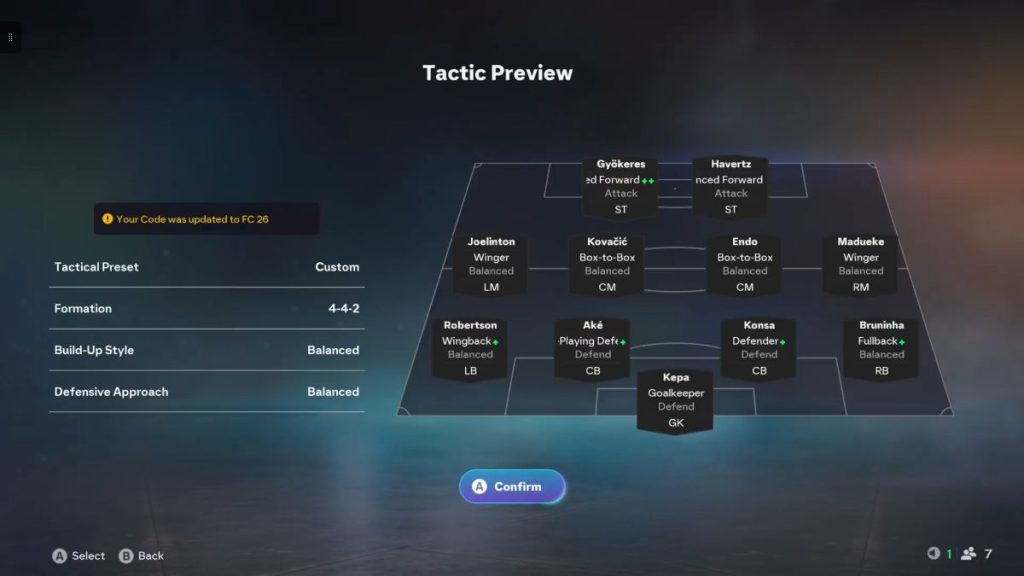 بهترین ترکیب و تاکتیک در بازی FC 26 2 An example of a 4-4-2 tactic in FC 26
