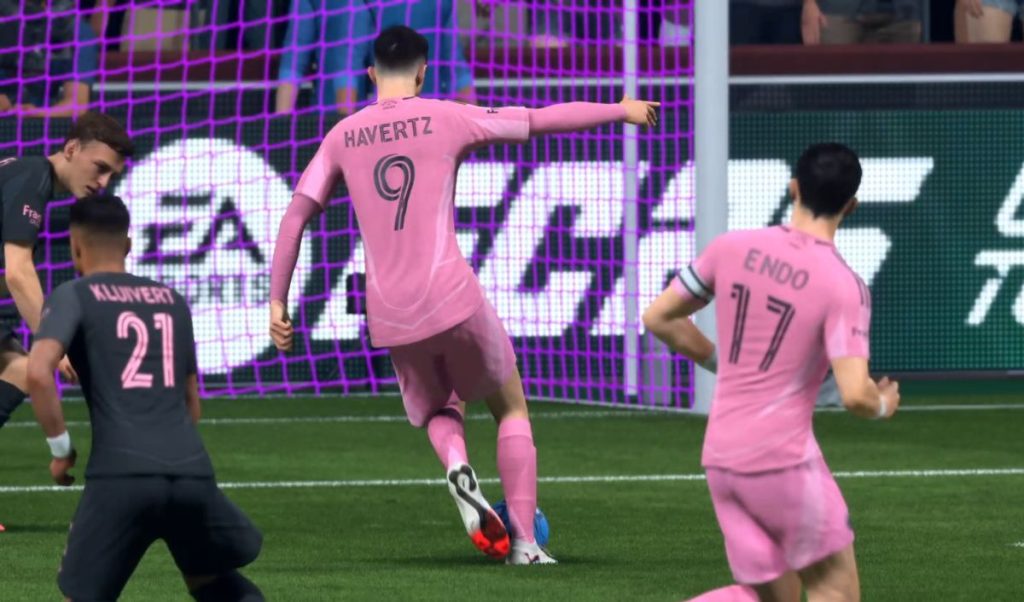 Kai Havertz scoring a goal in EA FC 26
