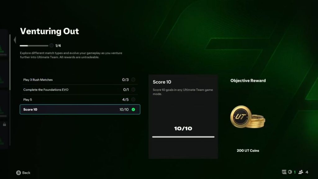 A highlighted Objective in the Objectives screen in EA FC 26.