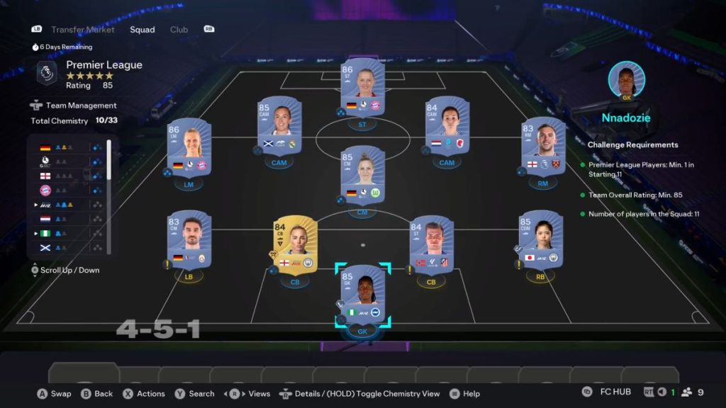 A completed SBC for the Premier League Reece James SBC