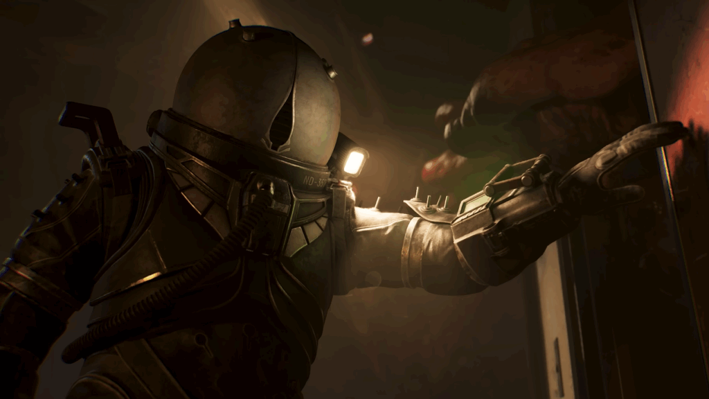 Cronos: The New Dawn | نکات ضروری برای بقا 9 Cronos: The New Dawn screenshot featuring the Traveler pushing a door.