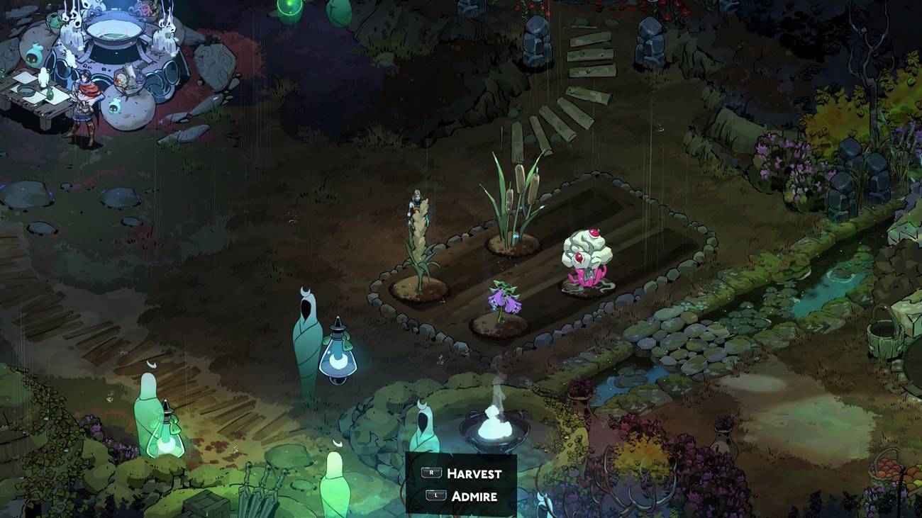 Melinoe stands next to a farm in Hades 2