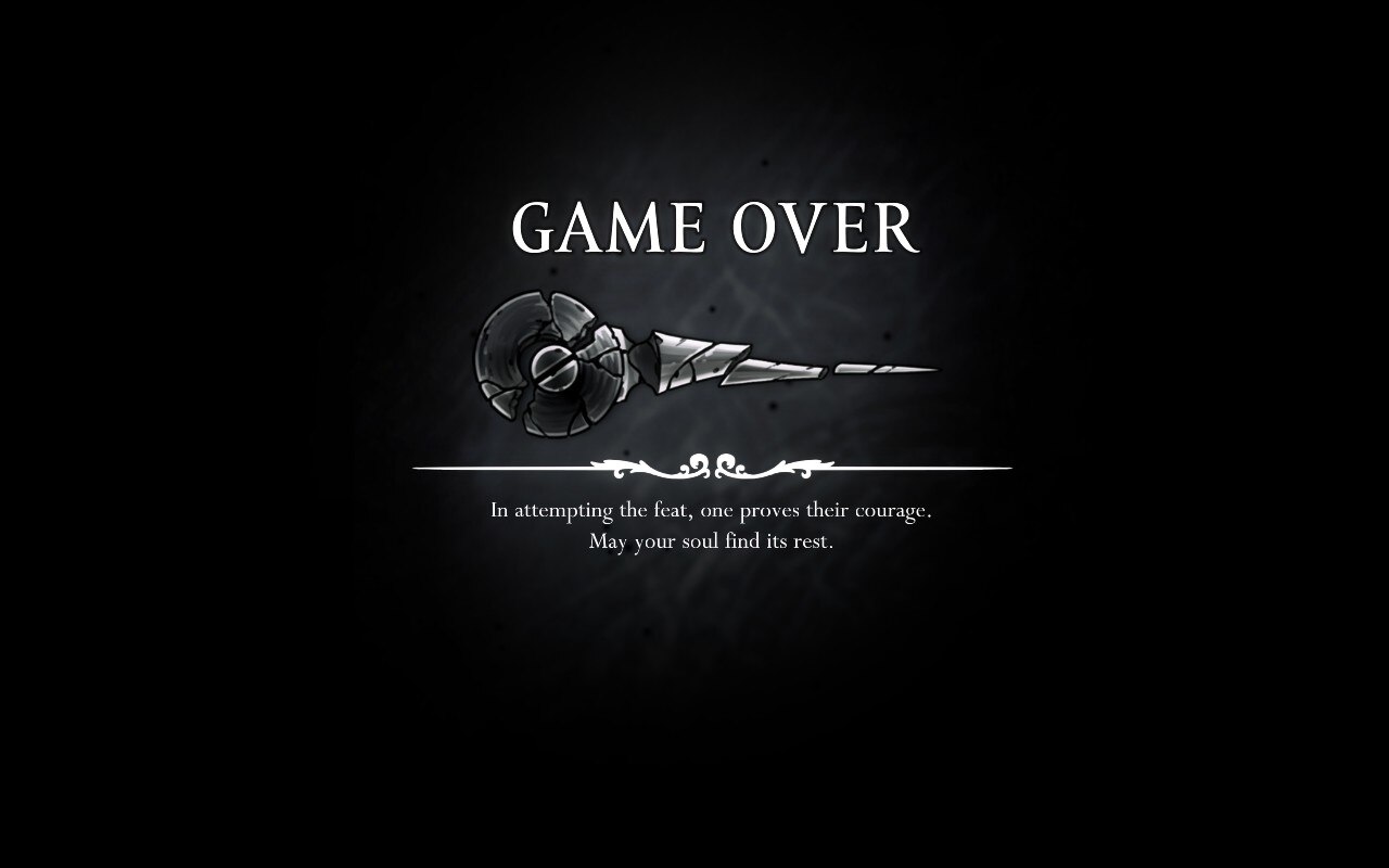 چگونه Steel Soul Mode را در Silksong باز کنیم 2 A screenshot from Silksong showing the game over screen that appears when Hornet dies in Steel Soul mode