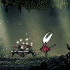 Hornet looks at a bench in Hollow Knight: Silksong.